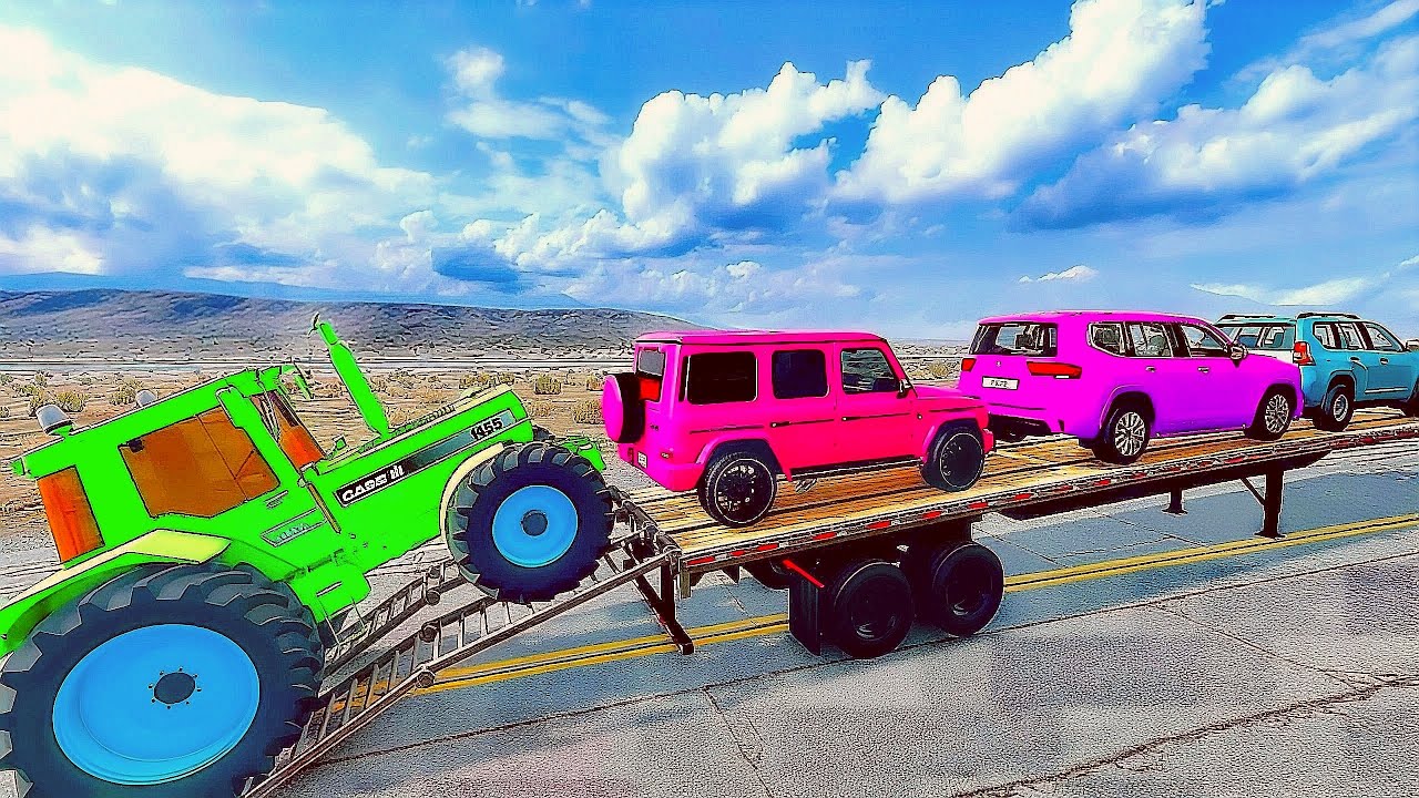 Flatbed Truck McQueen | Transportation with Truck - Pothole vs Car # | BeamNG.Drive Gameplay