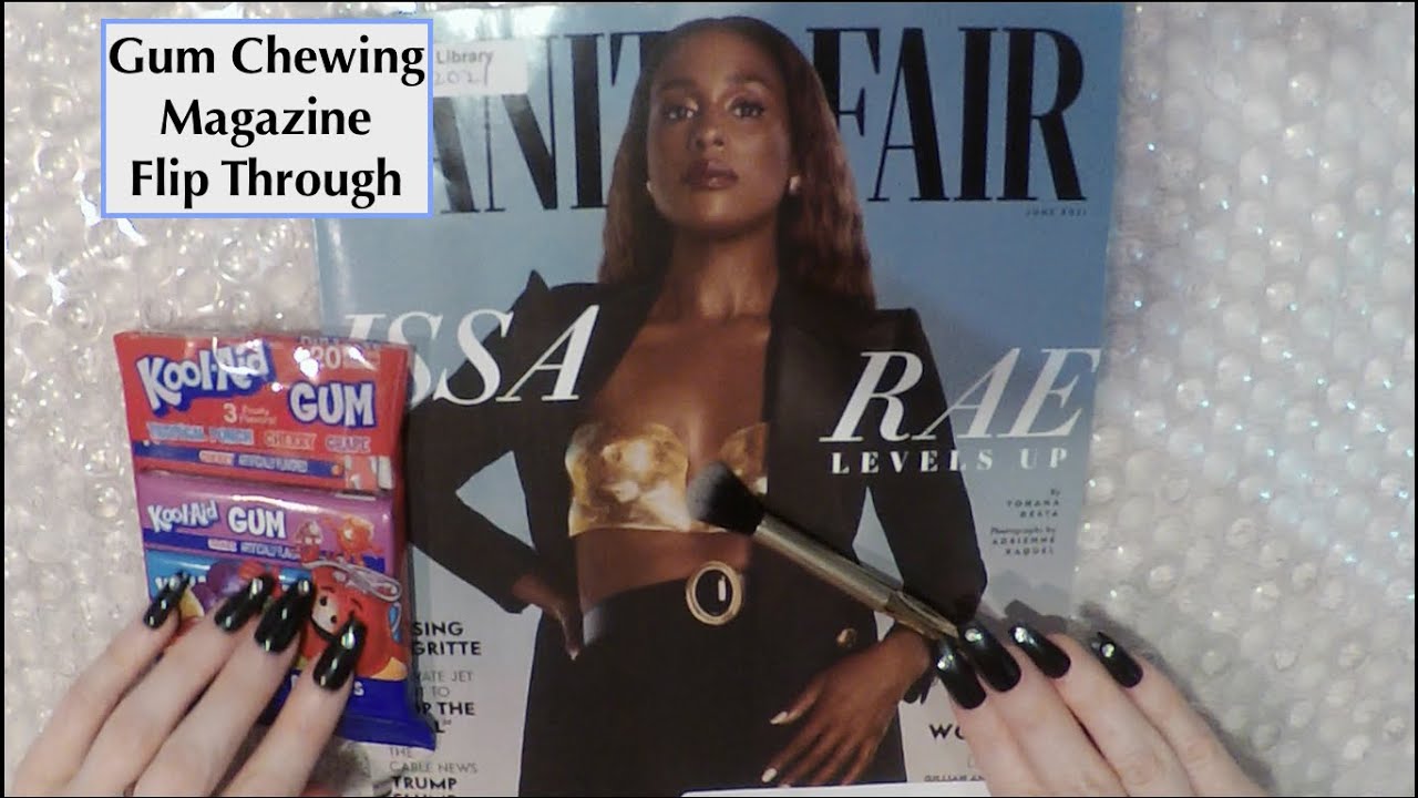 ASMR Gum Chewing Magazine Flip Through | Kool Aid Gum |Tingly Whisper | Issa Rae