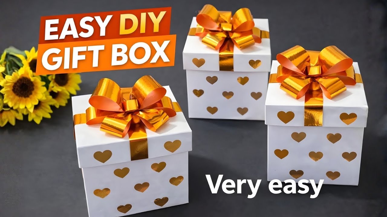 DIY Gift BOX Easy |Hand Made Paper GiftBox Step By Step Tutorial |Paper  Craft | Easiest BowTutorial