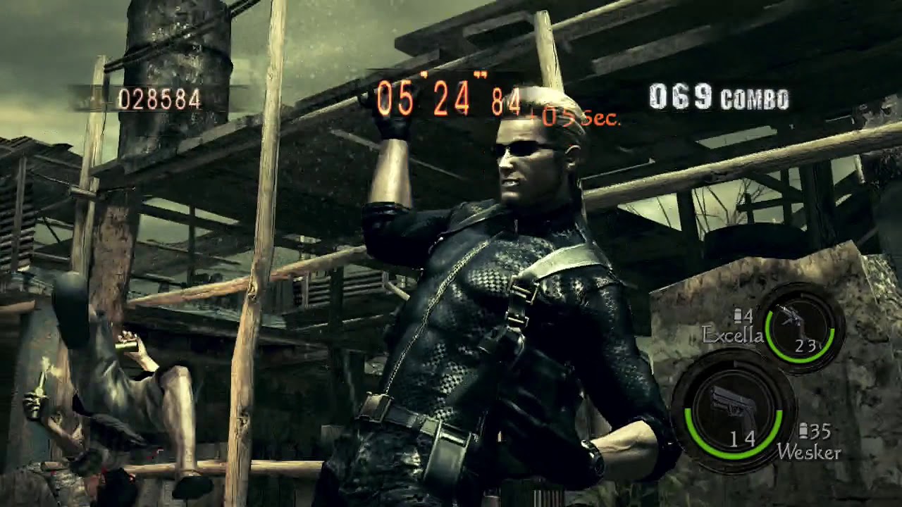 Resident Evil 5 Co op Mercenaries Wesker Excella gameplay Public Assembly Full 150 Combo