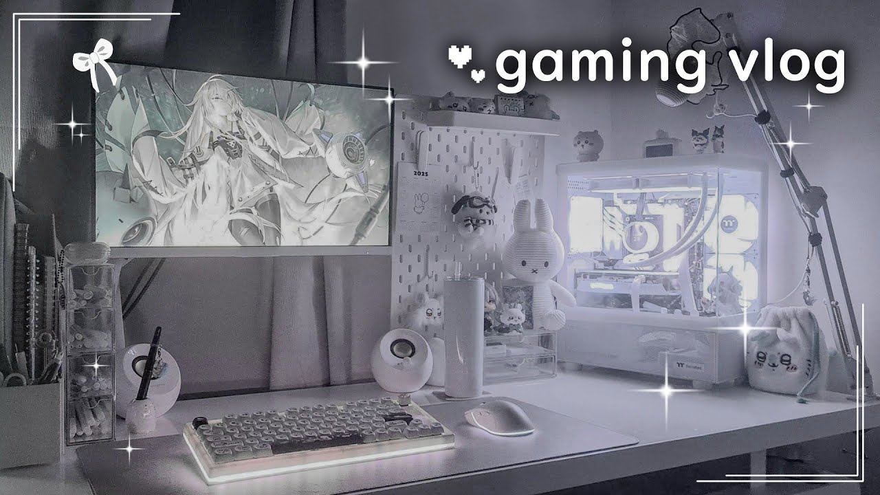 gaming vlog🤍| playing punishing gray raven, matcha snacks, studying japanese