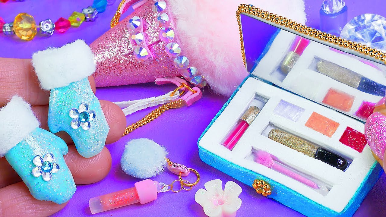 7 Barbie Hacks and Crafts! ~ Barbie Frozen mittens, Ice Cream bag, Cosmetics REALLY WORKS