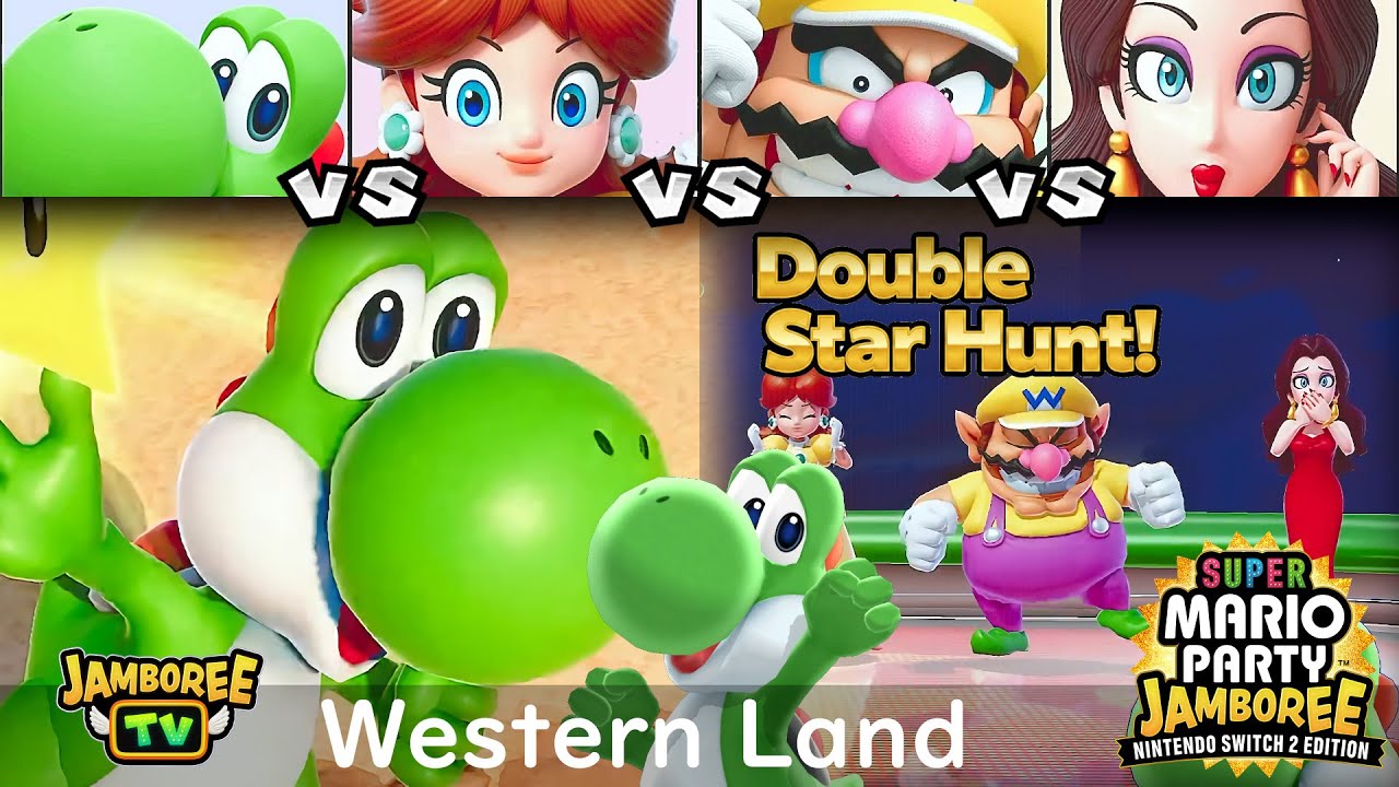 Super Mario Party Jamboree TV Yoshi vs Daisy vs Wario vs Pauline in Western Land