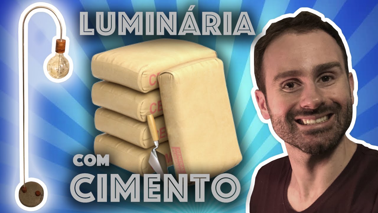 LUMINÁRIA ESTILOSA COM PÉ DE CIMENTO ou CONCRETO (Alta pra pôr no chão)