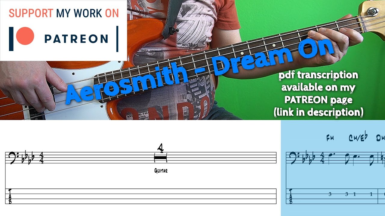 Aerosmith - Dream On (Bass cover with tabs)