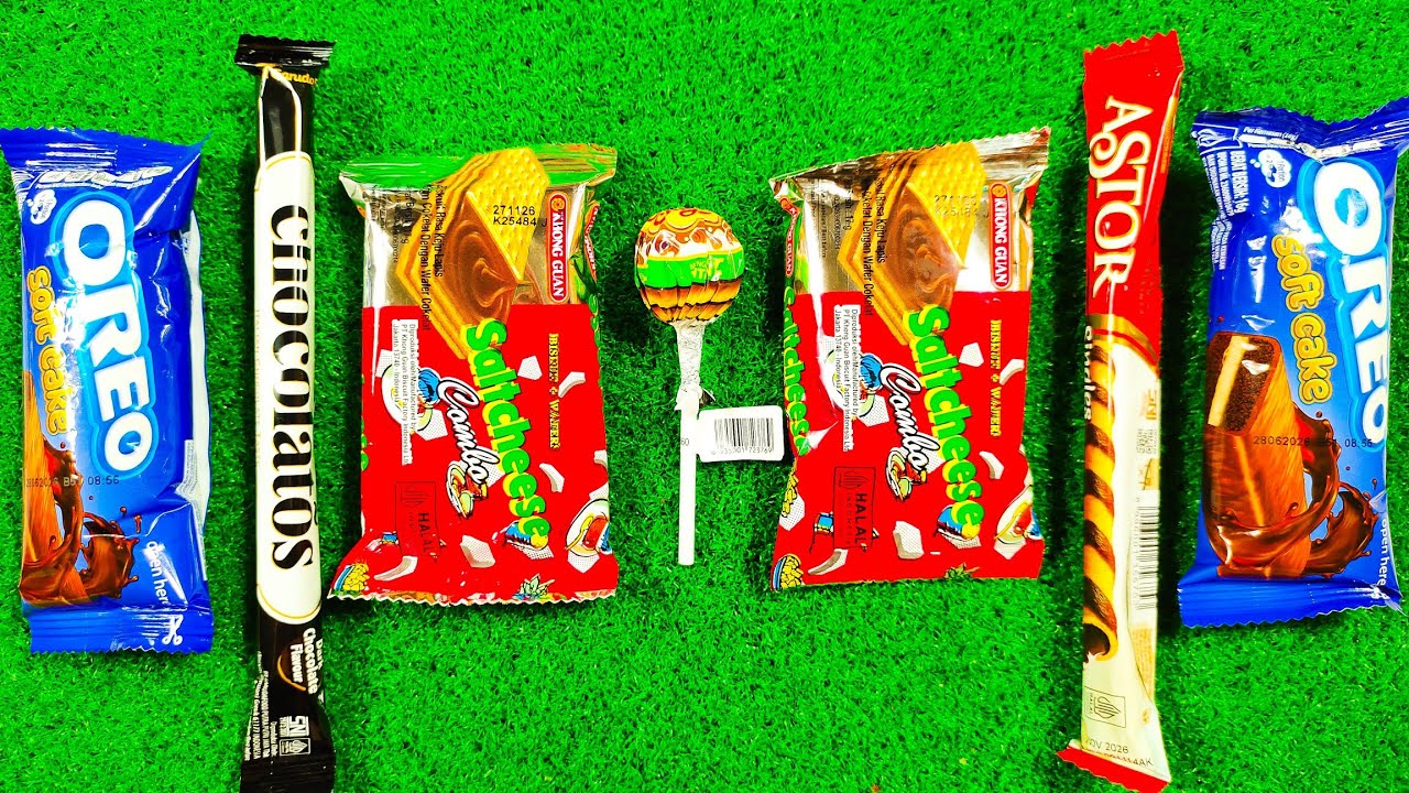 some lot's of candy and sweets lollipops unpacking chocolate ASMR satisfying video