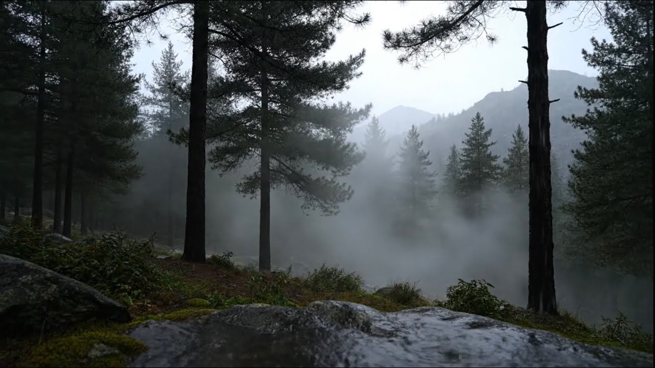 Sleeping in a Foggy Pine Forest | Deep Rain Sounds for Perfect Sleep (6 Hours)