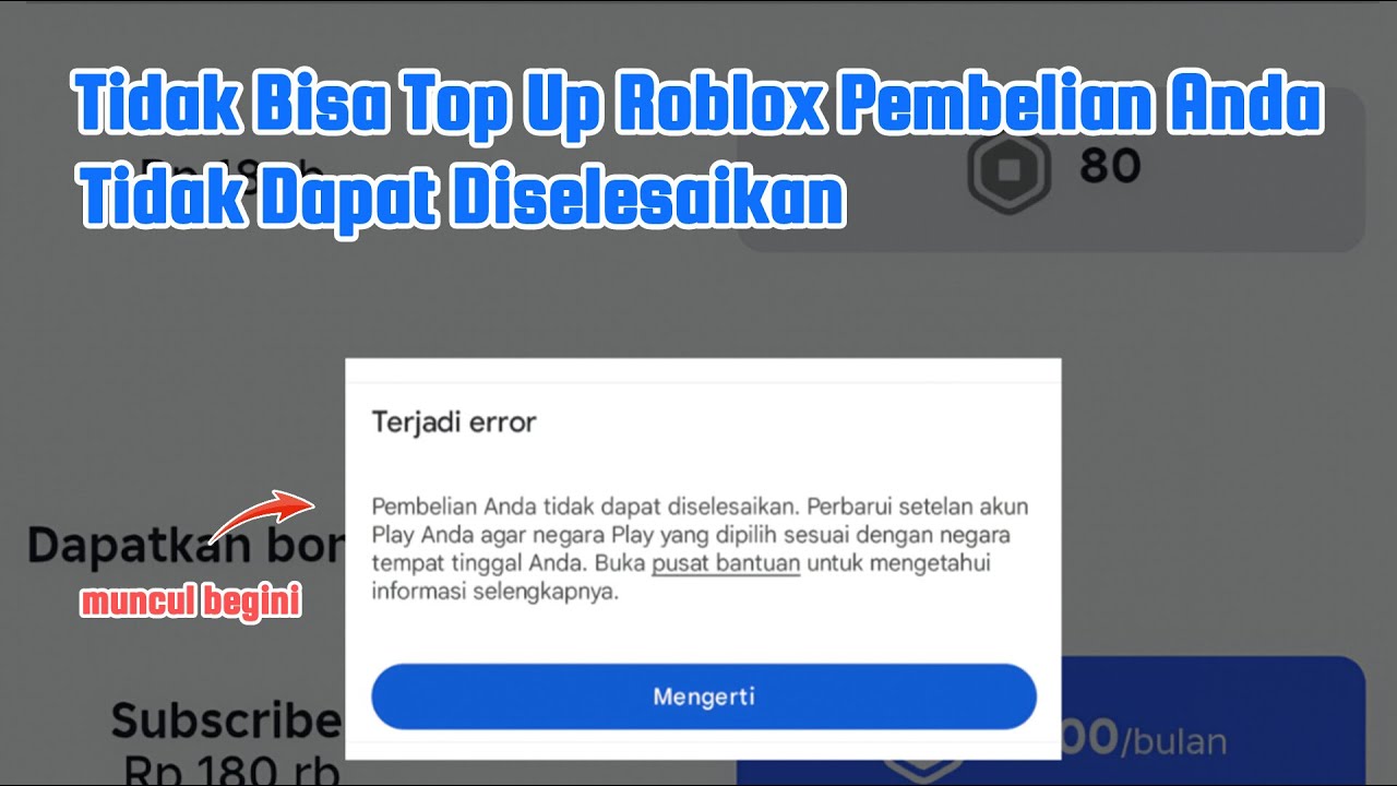 Cara Mengatasi Terjadi Eror Pembelian Anda Tidak Dapat Diselesaikan Roblox