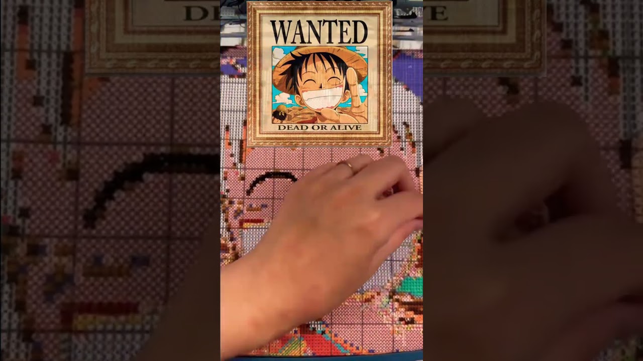 【Cross Stitch Vlog】One Piece - Luffy   100x Speed stitching #crossstitch