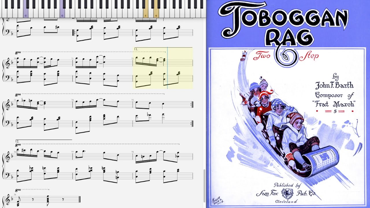 Toboggan Rag - John Barth (1912, Ragtime piano)
