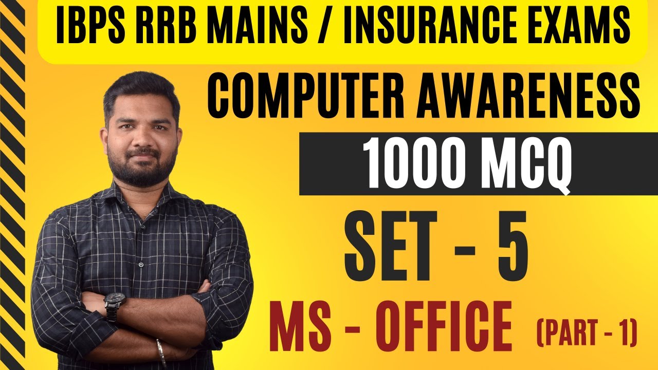 IBPS RRB PO | IBPS RRB Clerk Mains 2025 | Computer Awareness MCQ | Set 5 | MS OFFICE | Part 1