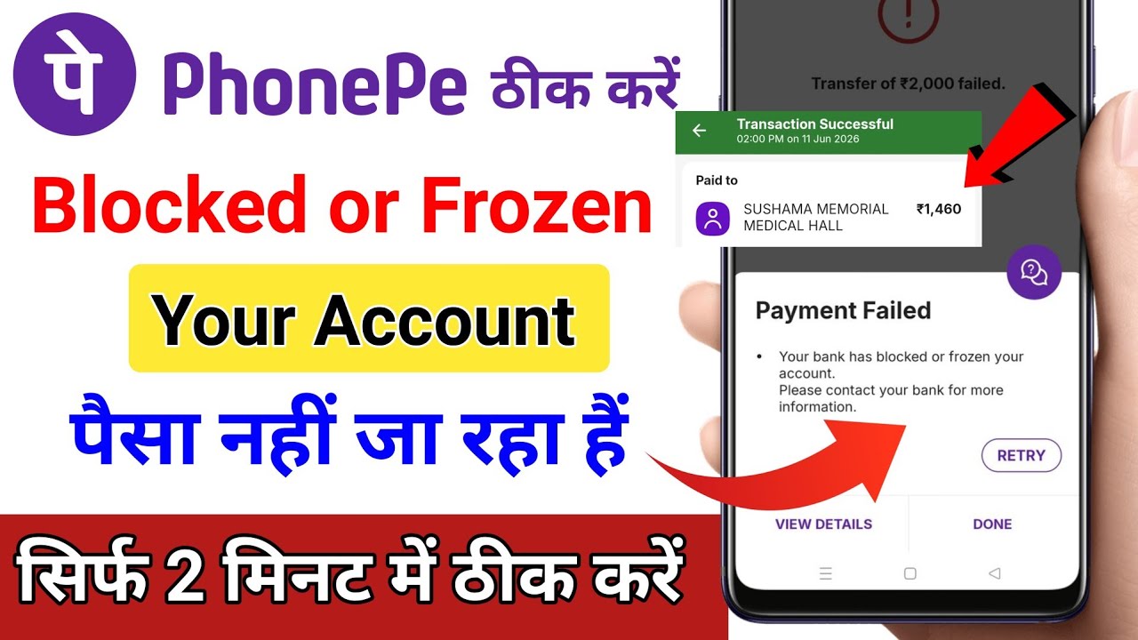 PhonePe Payment Failed | Your Bank Has Blocked or Frozen Your Account | PhonePe Problem Solution