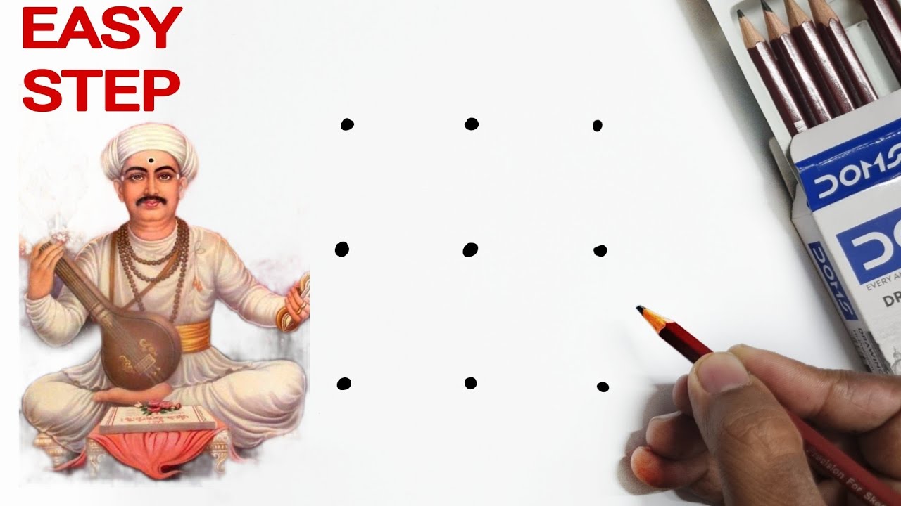 9 Dots turns into Sant Tukaram Drawing