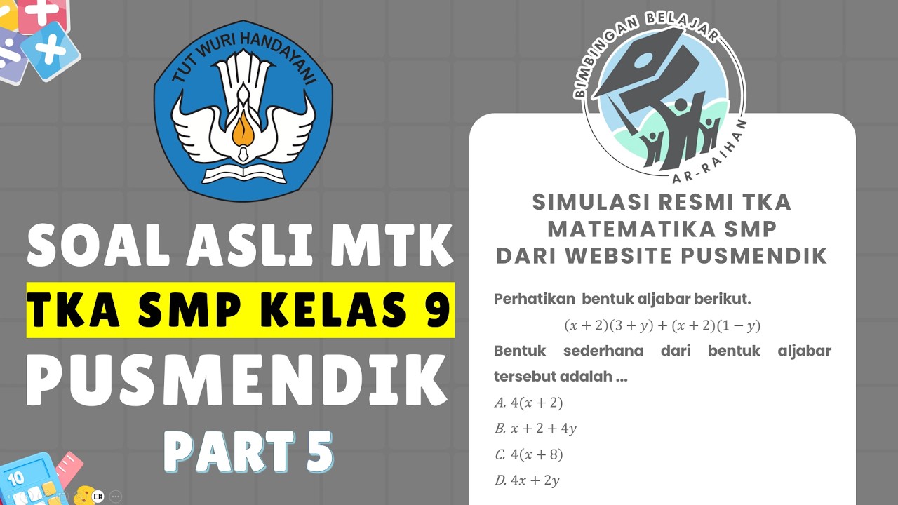 PART 5 SOAL SIMULASI TKA MATEMATIKA SMP 2026 PUSMENDIK | CONTOH SOAL TKA SMP 2026 #TKA #TKA2026