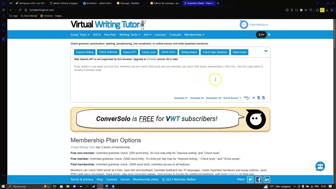 How to use Virtual Writing Tutor