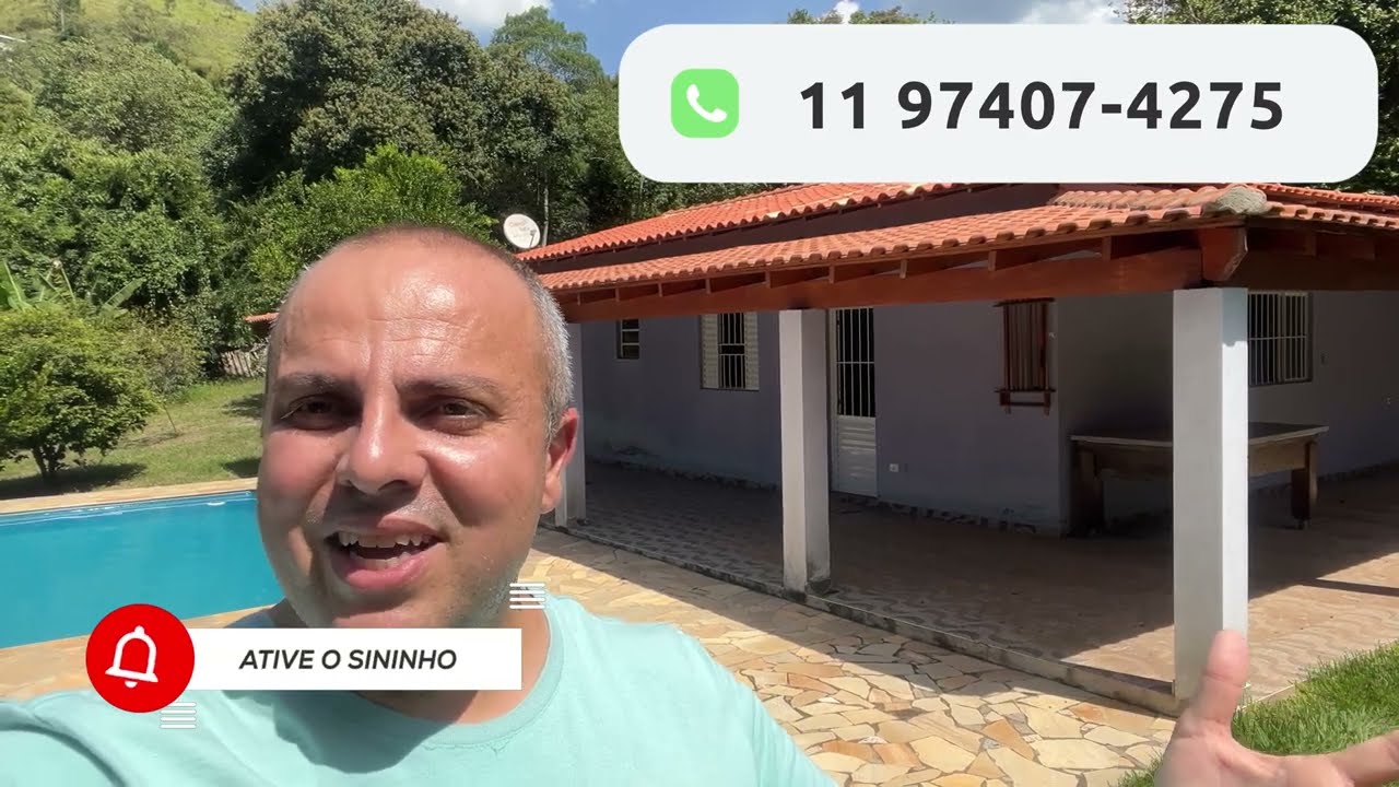 100 - CHÁCARA À VENDA R$ 550 MIL 1000 M² 3 DORMITÓRIOS (1 SUÍTE)  50 MINUTOS DE SP INTERNET ASFALTO