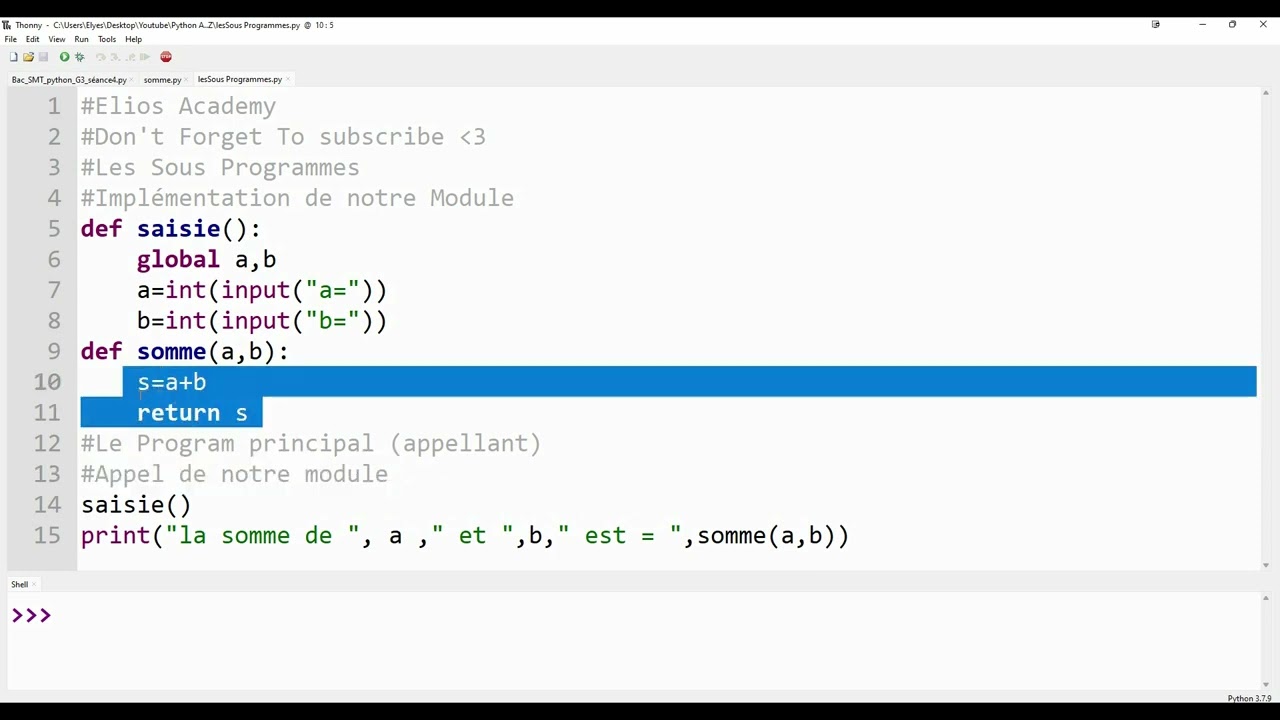 [PYTHON] - les sous programmes en 5 mins  !!