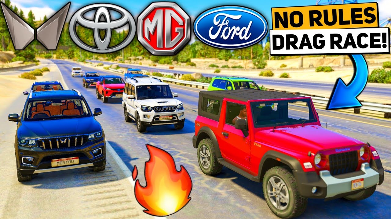 GTA 5: Indian SUVs Cars NO RULES! 🔥 DRAG RACE CHALLENGE | GTA 5 MODS! | GTA 5 | INDIAN CARS!