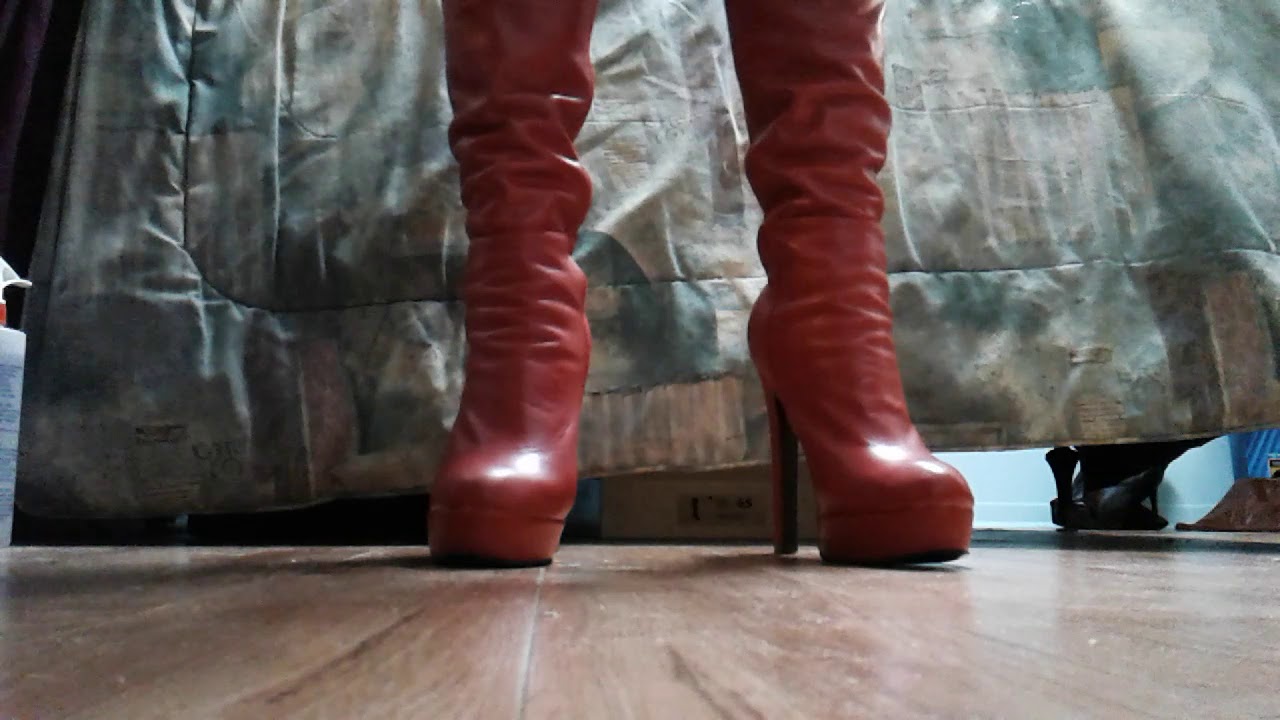 Red High heels boots