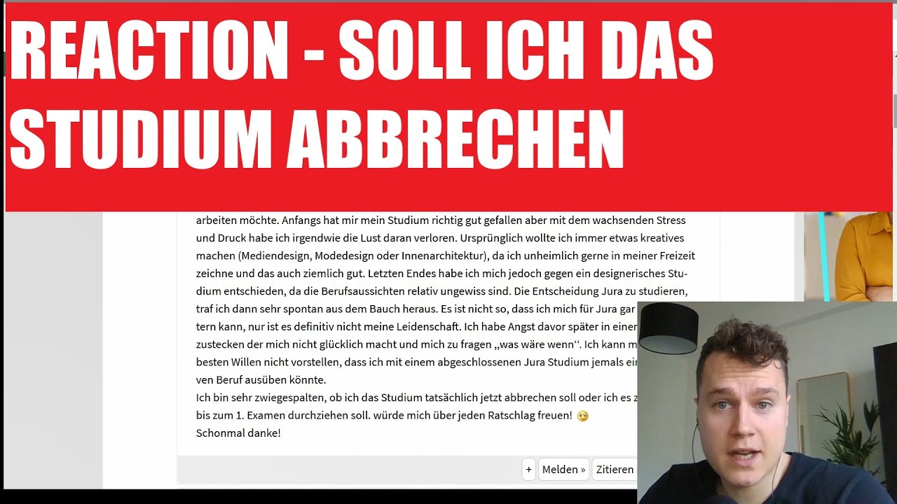 REACTION - SOLL ICH JURA ABBRECHEN
