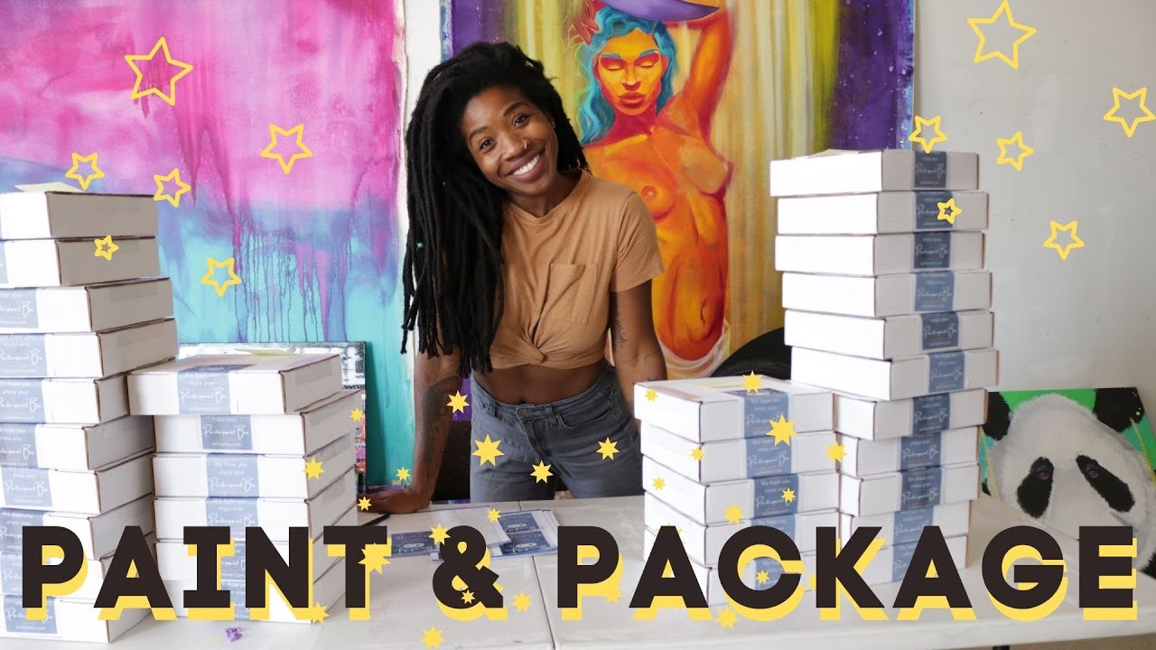 🎨STUDIO VLOG: Making party-favor boxes for a digital art event! ART AUCTION PARTICIPANT BOXES