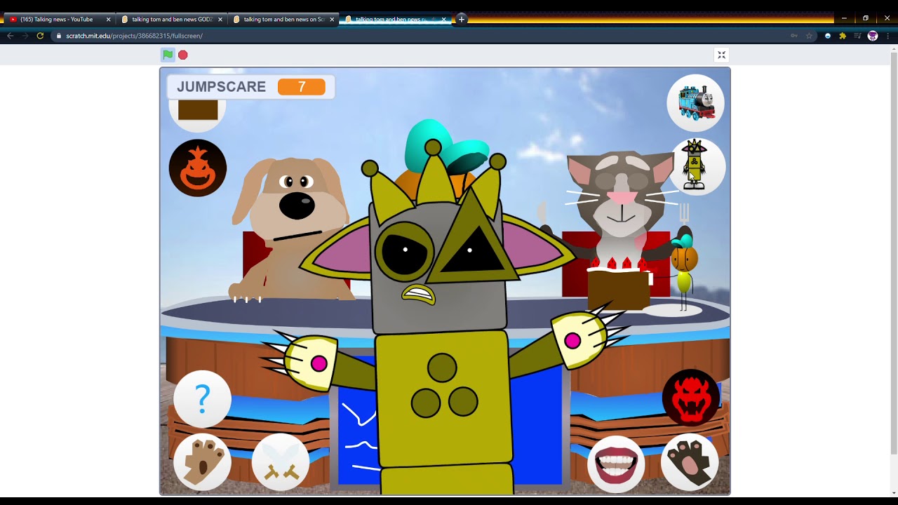 talking tom and ben news number block basic on Scratch