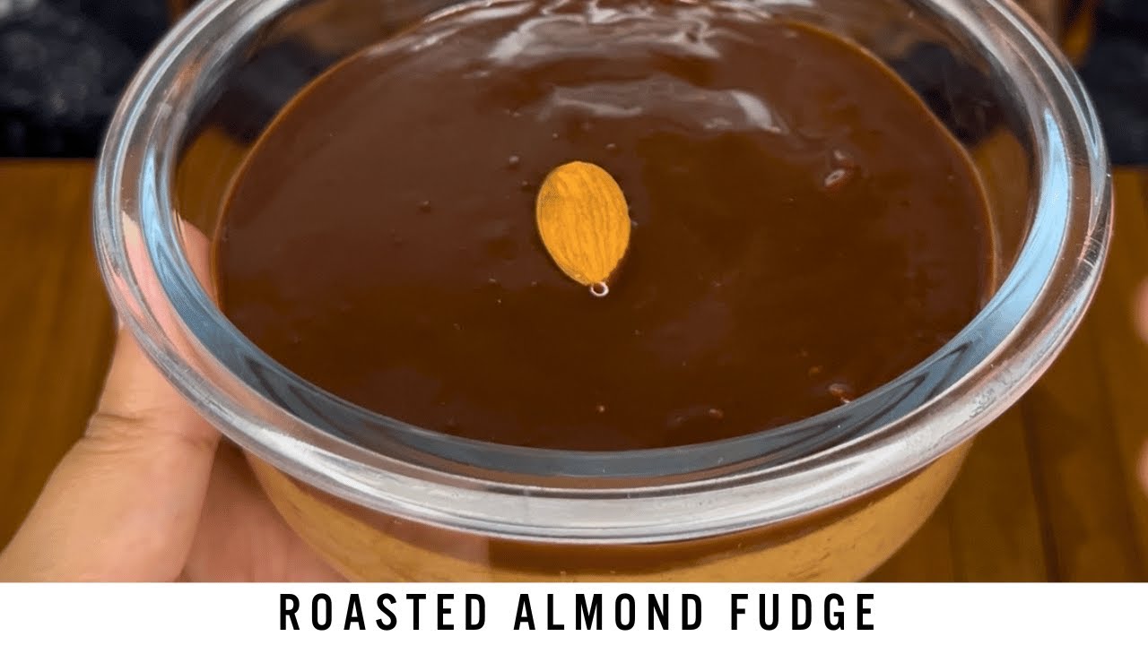 Easy Chocolate Roasted Almond Fudge - Four ingredients, No Bake, Eggless Fudge Recipe