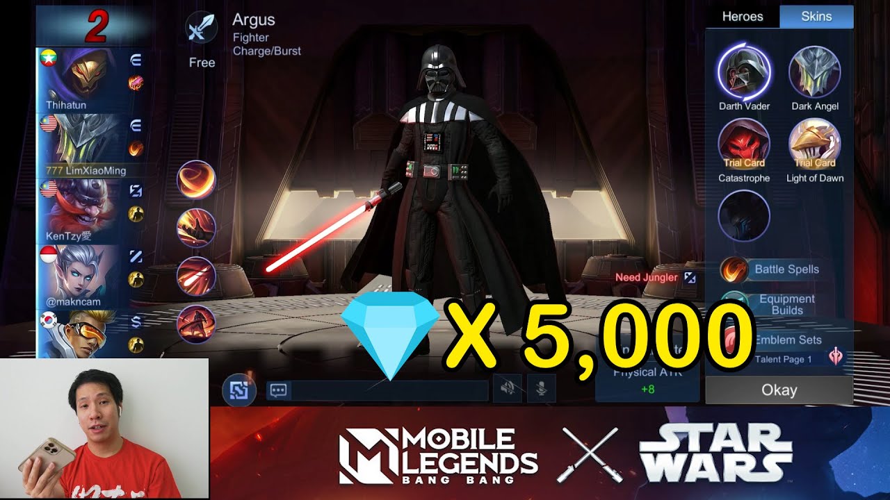 MOBILE LEGENDS - 星际之战皮肤用5,000钻石买達斯·維達 STAR WARS DARTH VADER SKIN