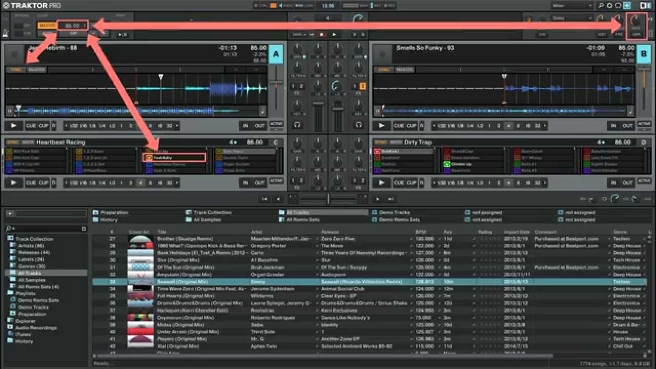 Понимание функций Tempo Master и Sync в TRAKTOR