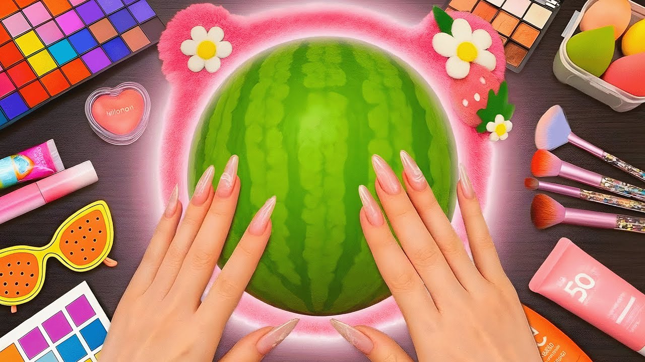 ASMR Makeup on Watermelon (No Talking)