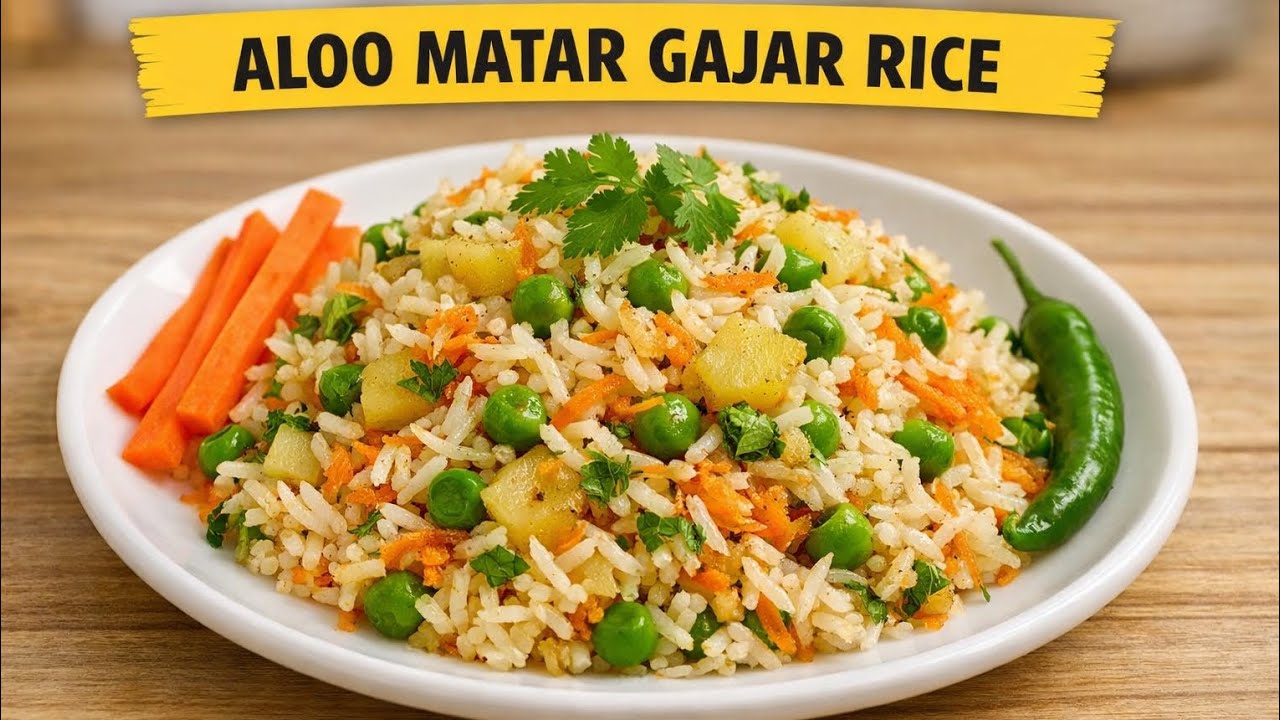 Allu matar gajar rice/simple& healthy veg pulao #recipe #shorts #short #subscribe 