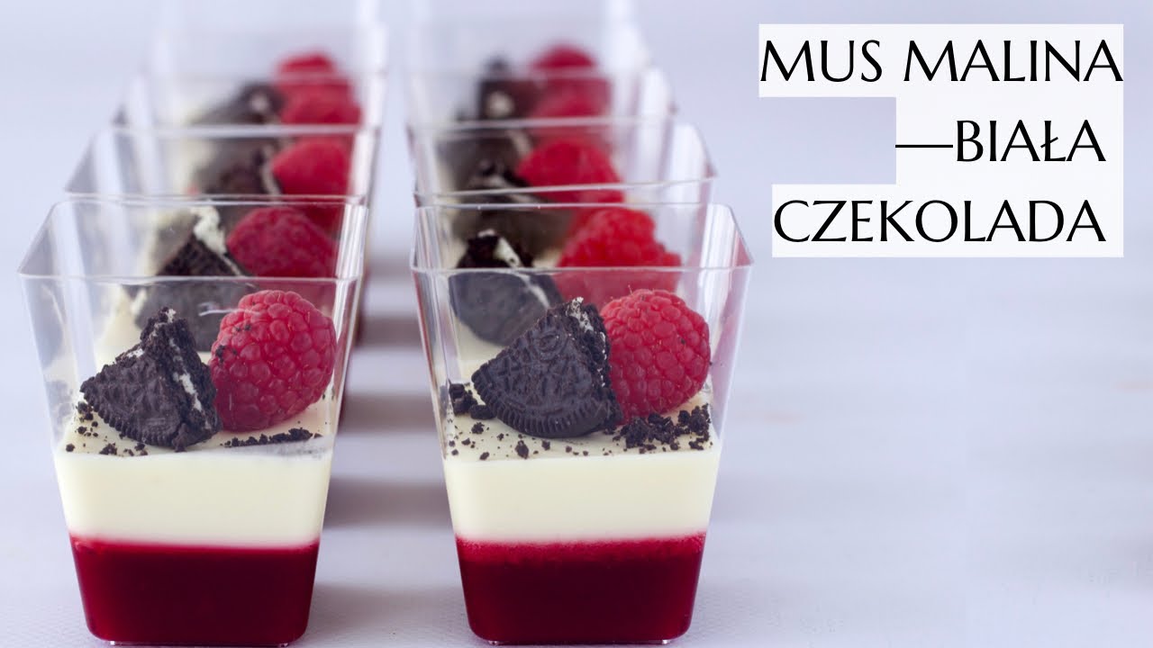 Deserki na słodki stół: mus z białej czekolady, mus malinowy
