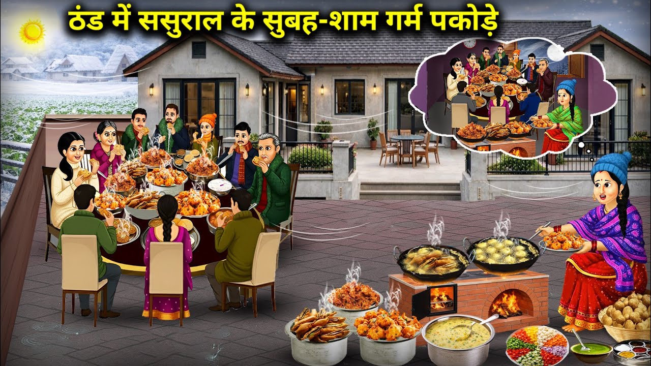 ठंड में ससुराल के सुबह-शाम गर्म पकोड़े | Hot pakoras in the morning and evening at my| Cartoon Video
