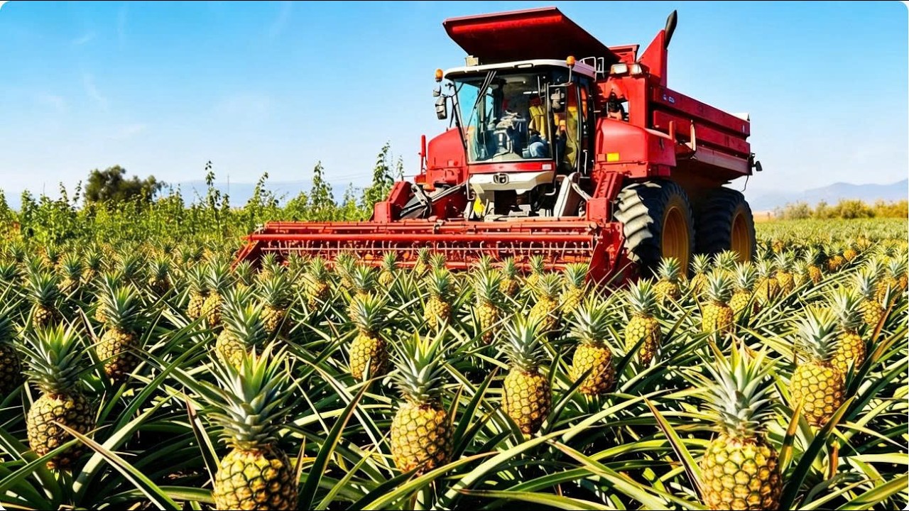 How they harvest 100,000 tons of pineapples every day - Agricultural harvesting