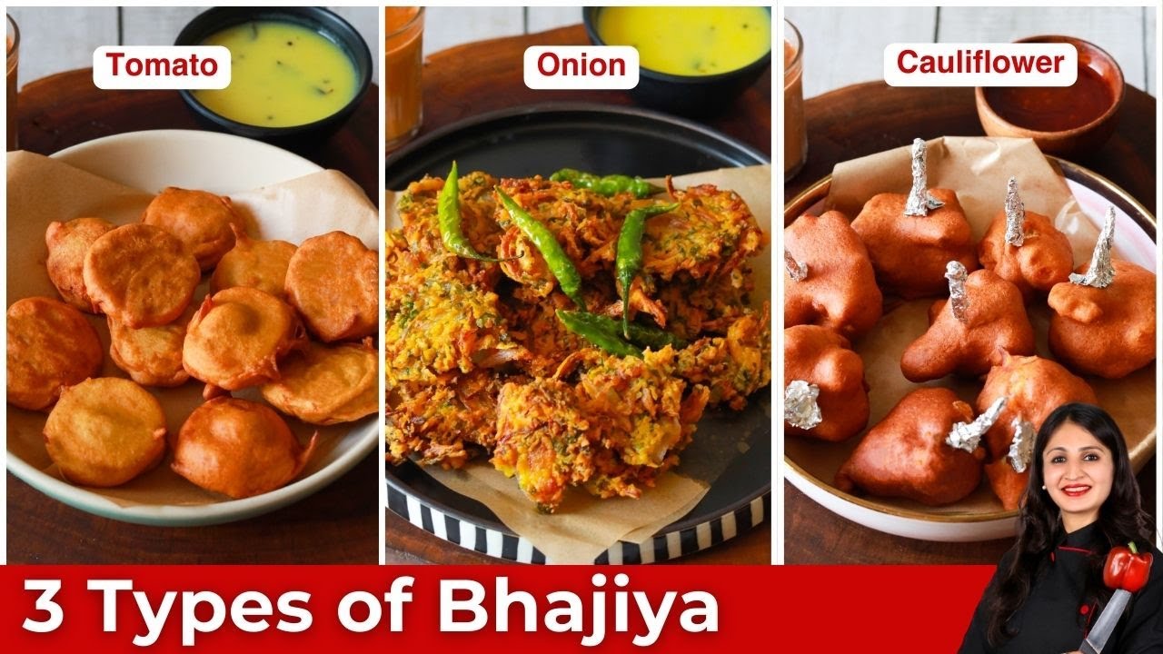 बारिश के मौसम में झटपट बनाये भजिये | Homemade Bhajiya Recipe| Onion Pakora|Tameta Bhajiya Dish-Kadhi