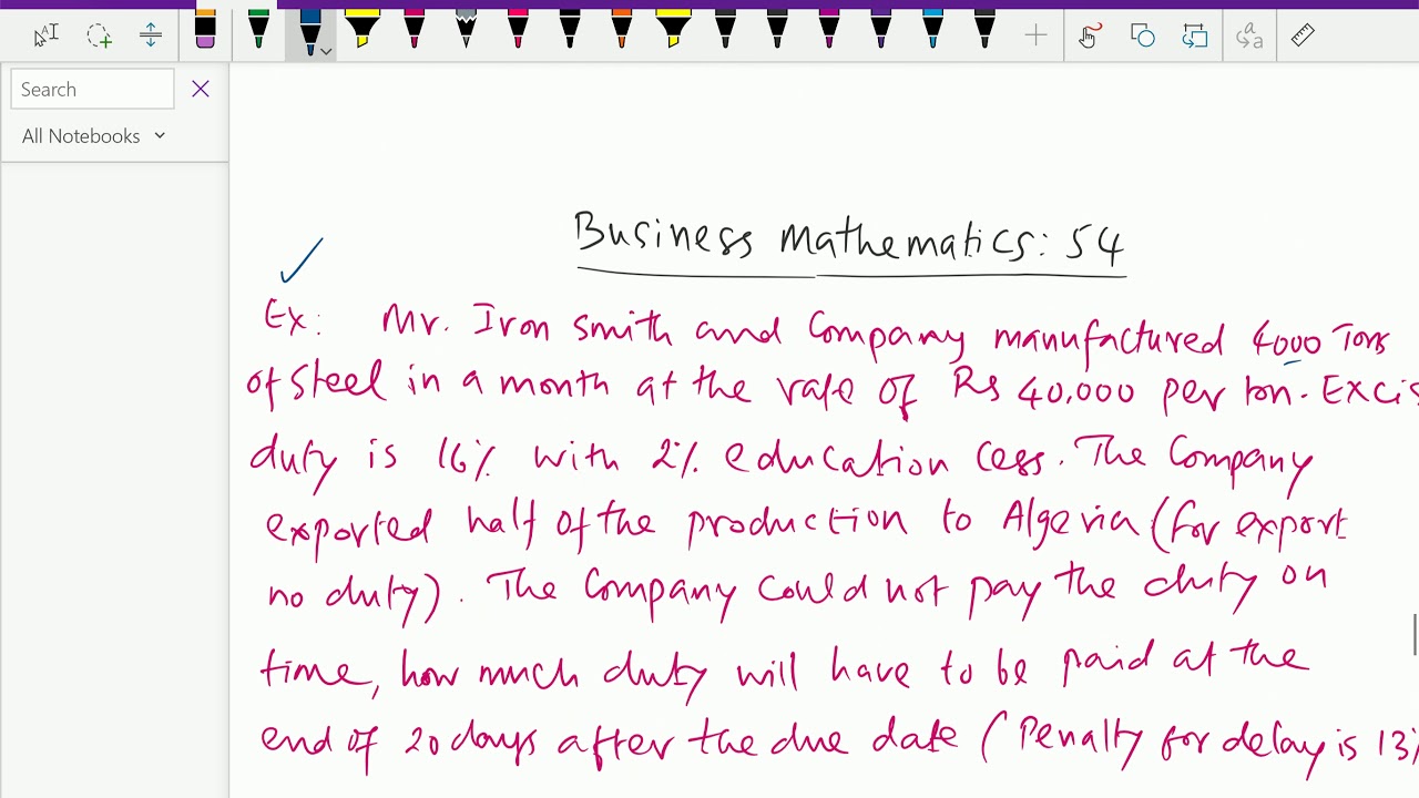 Business mathematics : - ( Excise Duty ; Solving problem ) - 54.