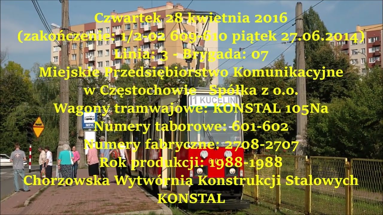KONSTAL 105Na 601-602 MPK CZĘSTOCHOWA - Linia 3