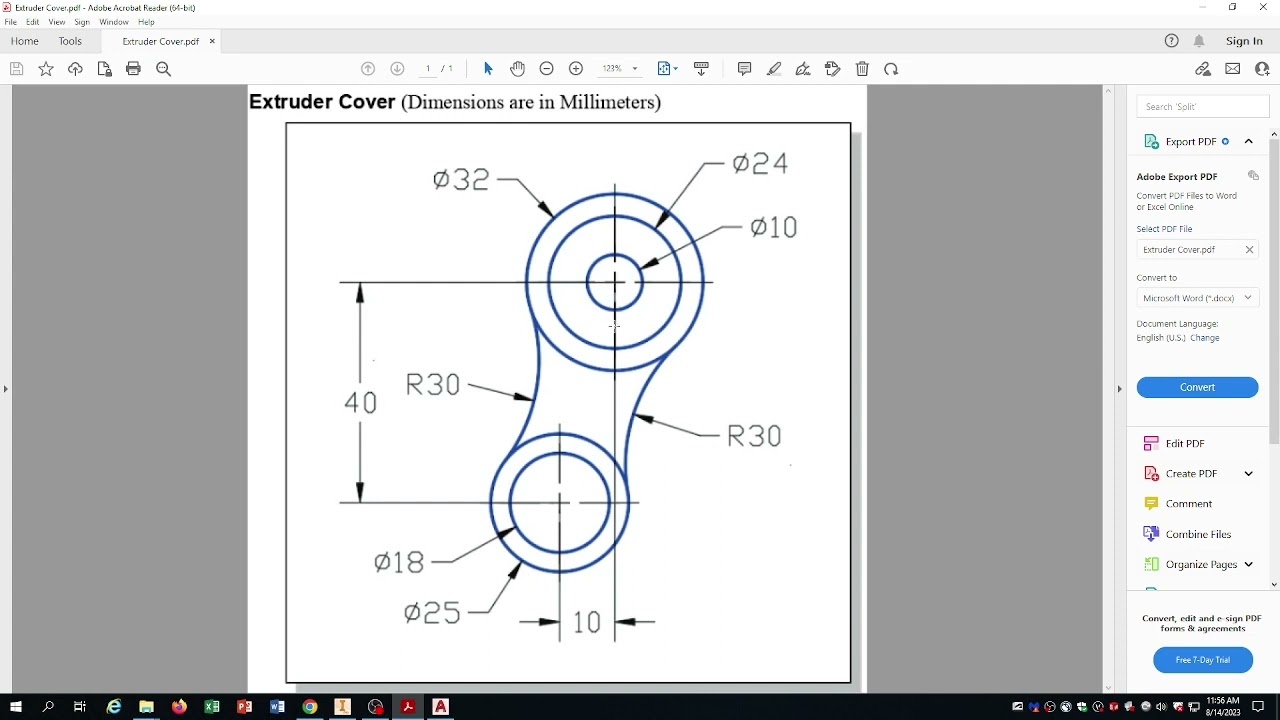 Extruder Cover : Autocad Beginner's Exercises