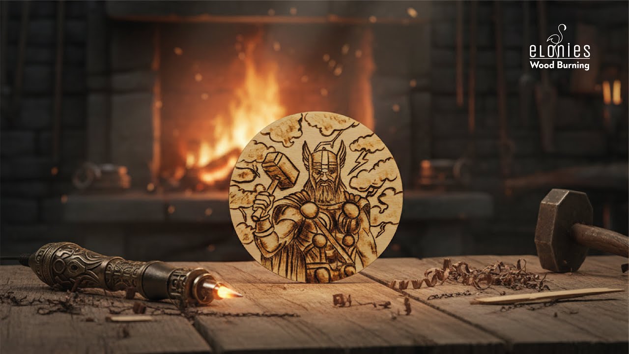 ⚡🔨 Wood Burning Art | The Power of Thor #woodburning #pyrography #thorart #godofthunder