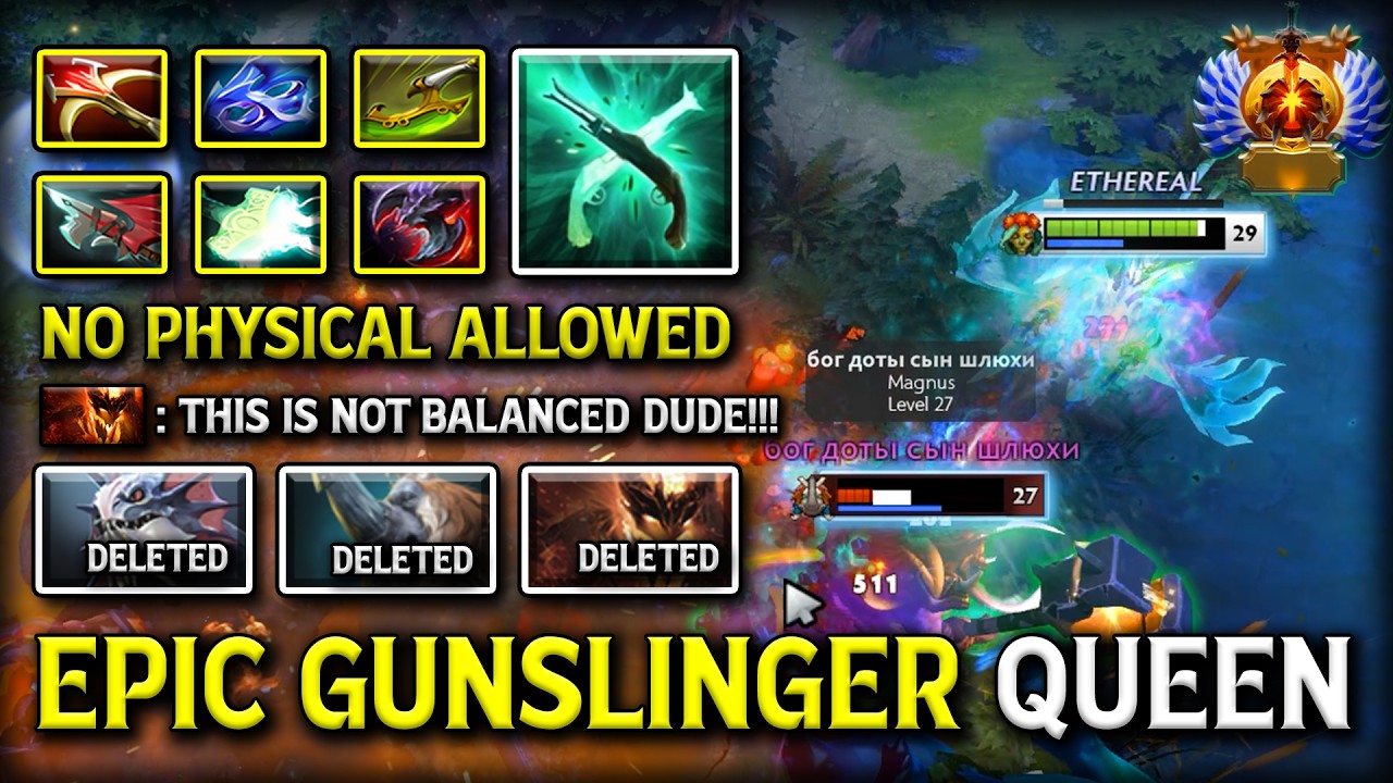 EPIC GUNSLINGER QUEEN Muerta With Crazy Attack Speed Build 100% No Physical Allowed 7.40c DotA 2