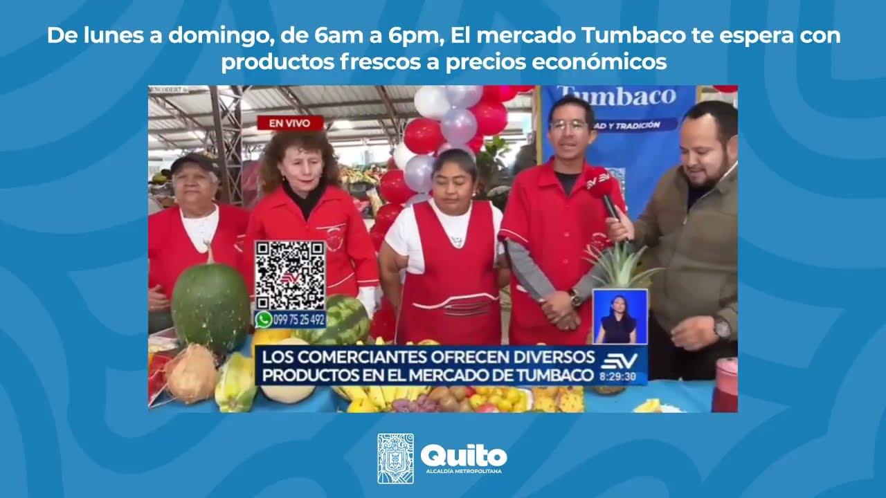 El mercado Tumbaco te espera de lunes a domingo, de 6am a 6pm.