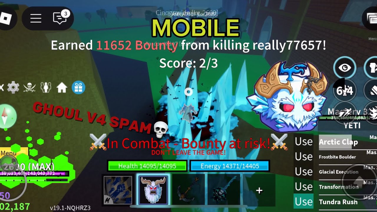 YETI + GHOUL V4 IS INFINITE SPAM💀| Blox Fruits | 16k Subs Special✨
