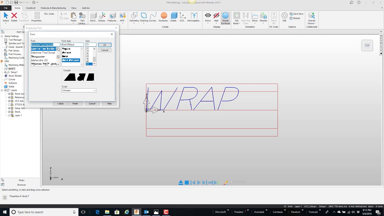 Wrapping Text on a 4th Axis Mill within FeatureCAM
