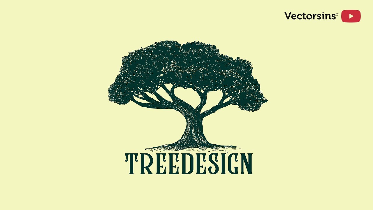 How to create classic or vintage logo in Illustrator [] Tree logo [] [] Illustrator tutorial []