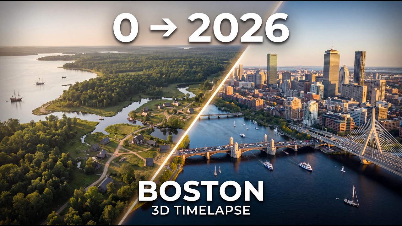 Timelapse of Boston 1600 to 2026 | History in 3D Animation
