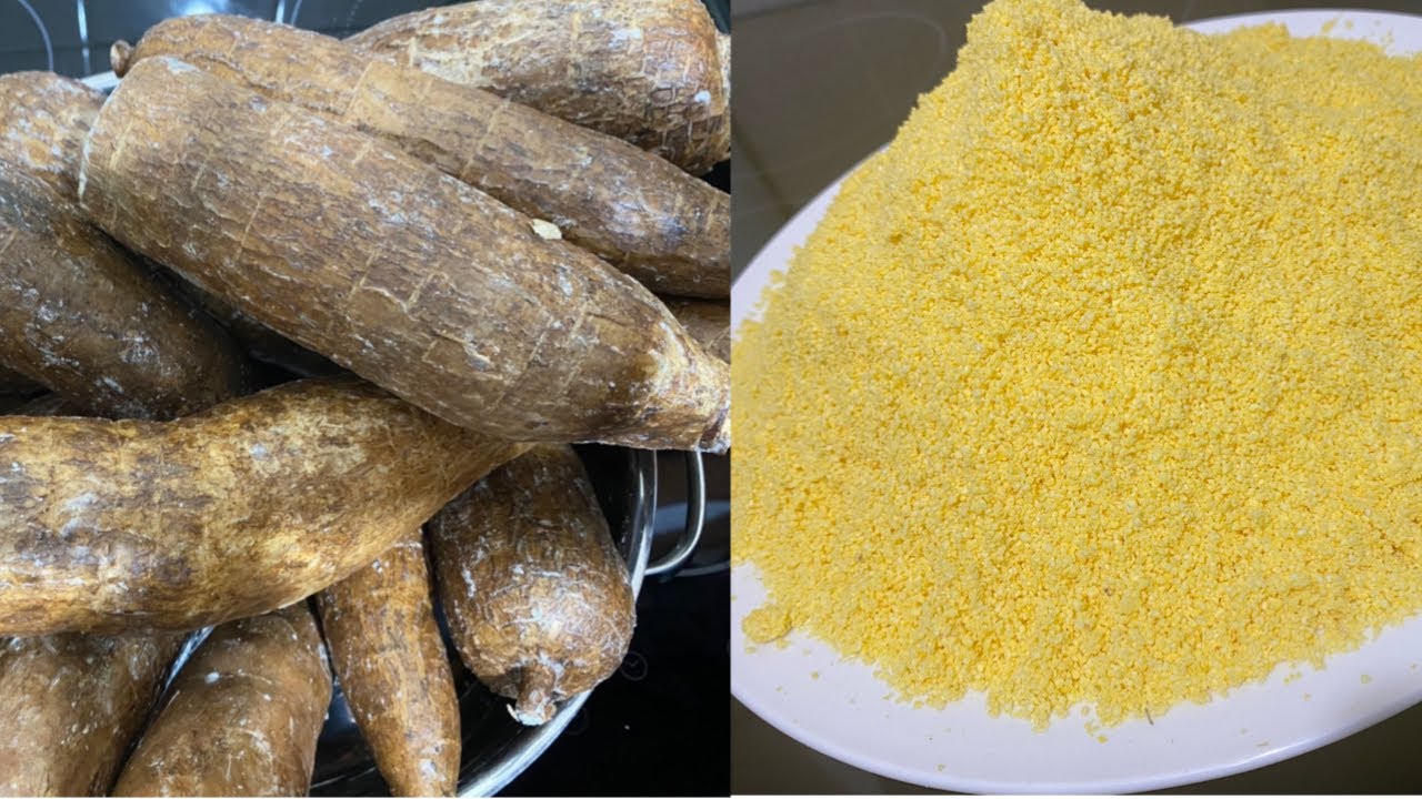 HOW TO TURN FRESH CASSAVA INTO YELLOW GARRI #cassava #Garri #Tapioca