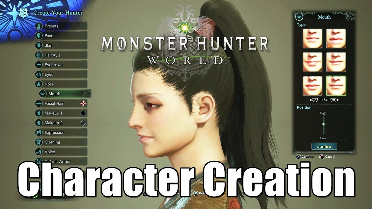 Monster Hunter World Female Human Hunter Character Creation  [1080p HD] PS4