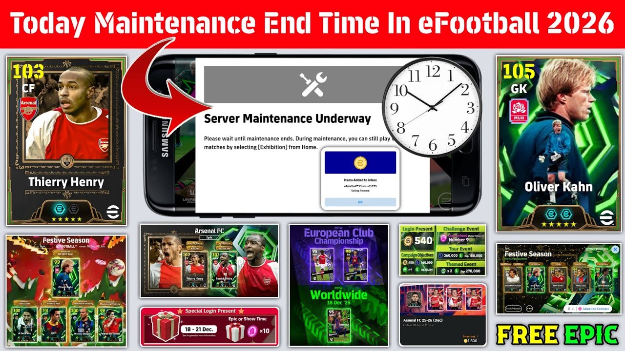 Время окончания технического обслуживания сегодня в eFootball 2026 Mobile | Техническое обслужива...