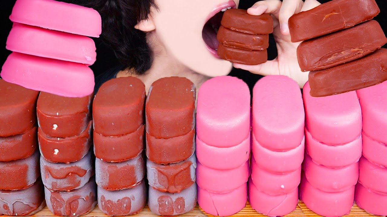ASMR PINK TICO CHOCOLATE ICE CREAM NUTELLA TWIX M&M'S DESSERT MUKBANG 초콜릿 아이스크림 먹방 咀嚼音 EATING SOUNDS