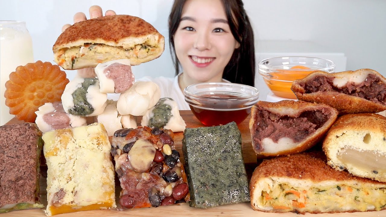 SUB) ASMR Рисовый пирог & Пончик Мукбанг 🍡 Корейская уличная еда Десерт Клейкий рисовый пончик Тток